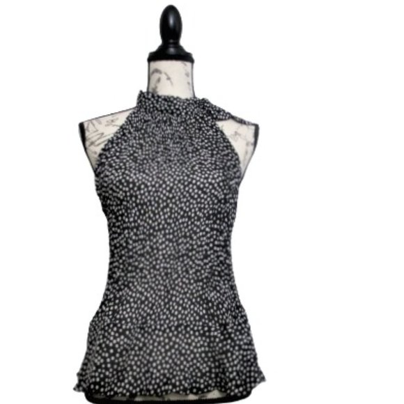 Allison Taylor Tops - Allison Taylor Black Sheer White Polkadot Top Sz M